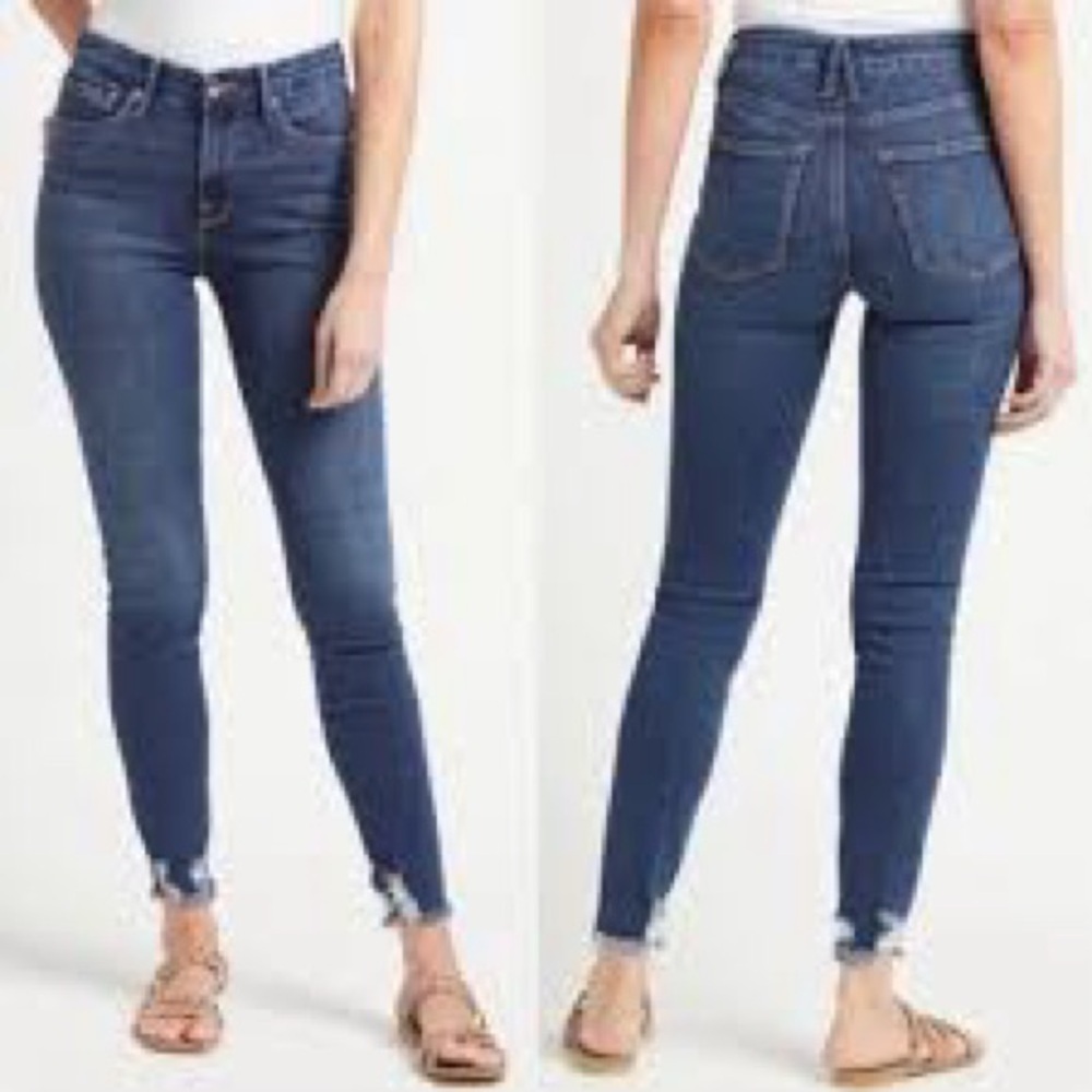 Good American Good Legs Chewed Hem Skinny Jeans in Blue 429 Wash Size 10/30